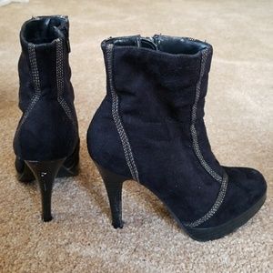 Black Heeled Booties w/ Stitching Detail